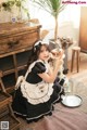 Beautiful Kwon Hyuk Jeong cute pose with maid outfit (13 photos)